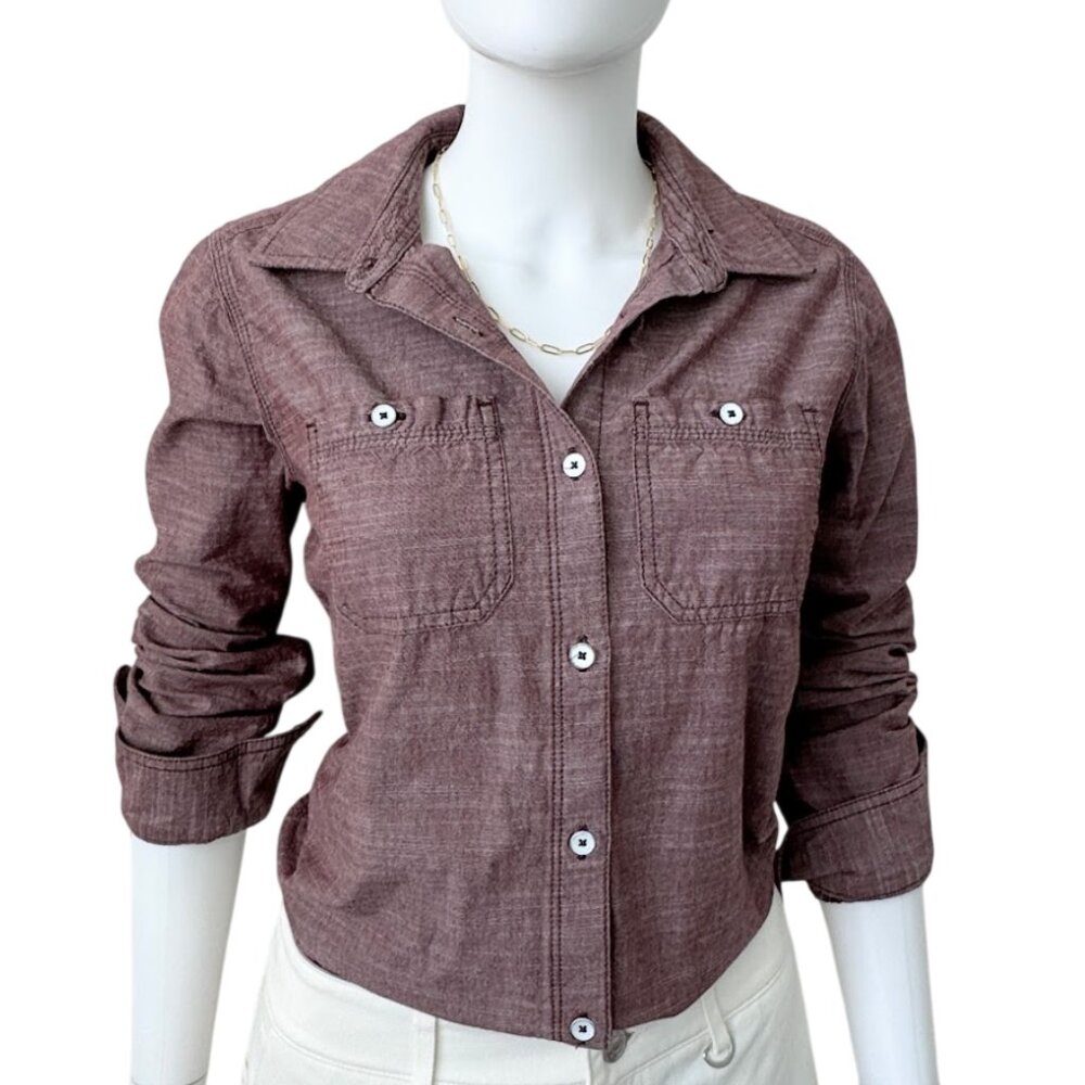 Carhartt Button Down Shirt Chambray Workwear Cotton Long Sleeve Women’s S